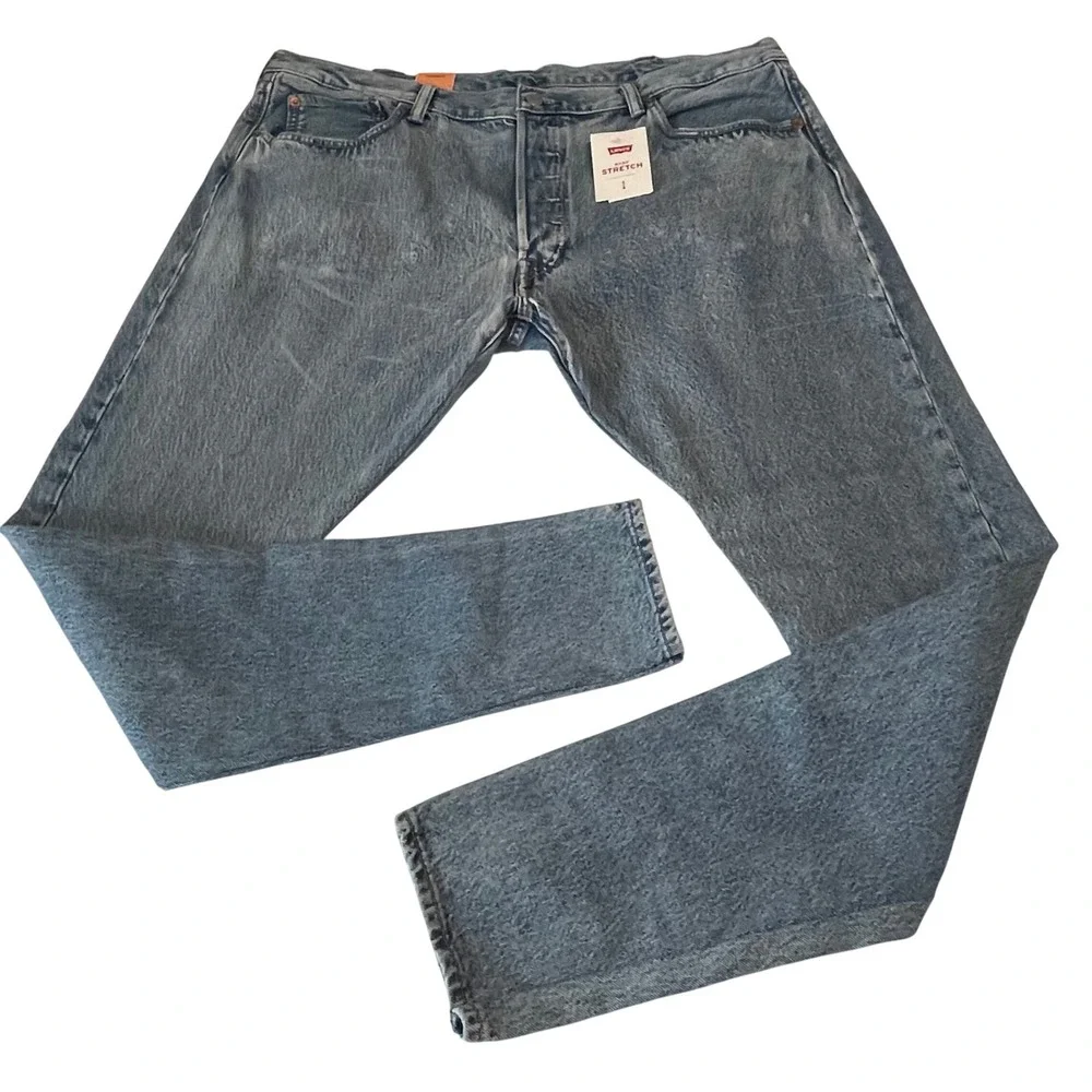 00739 Levi Strauss 501 Mens 40x32 Warp Stretch Straight Button Fly‎ Jeans Light